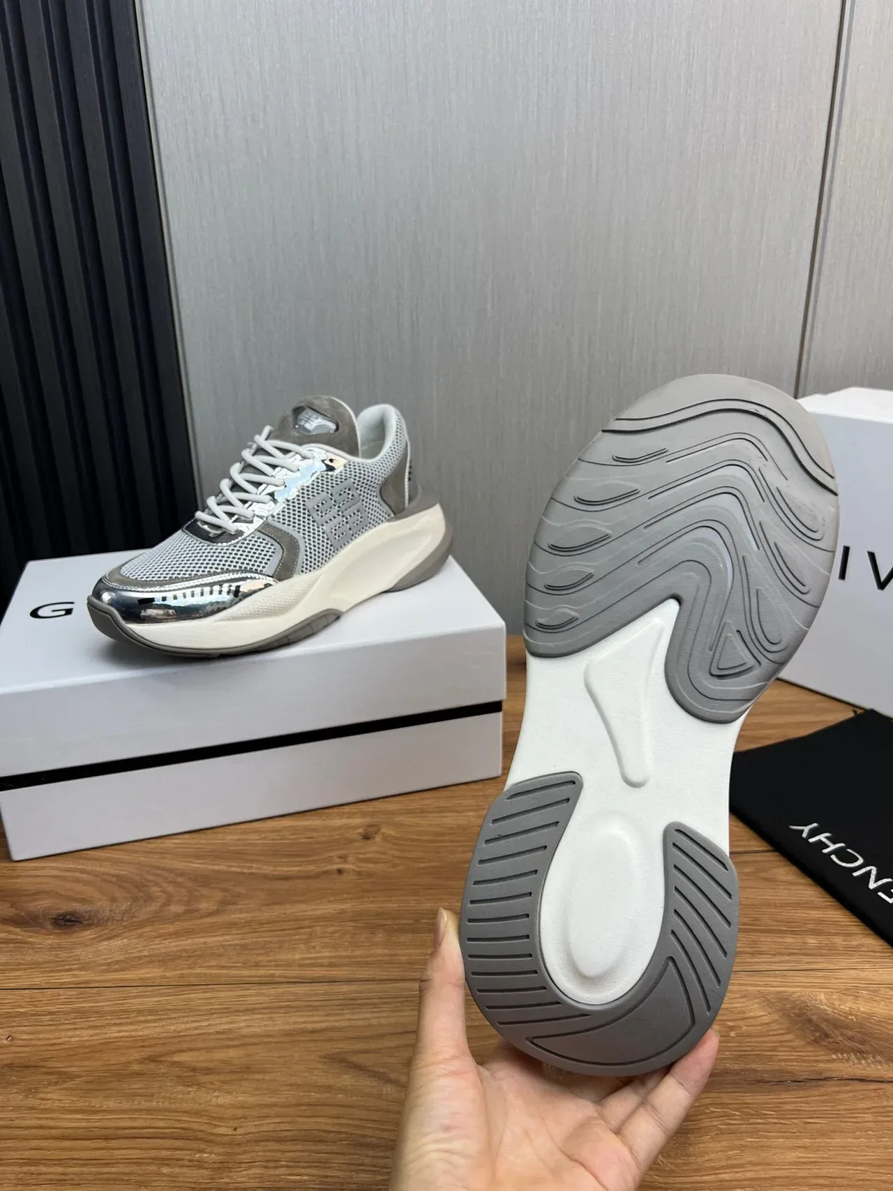 Givenchy Spectre Mesh and Chrome Chunky Sneakers 7
