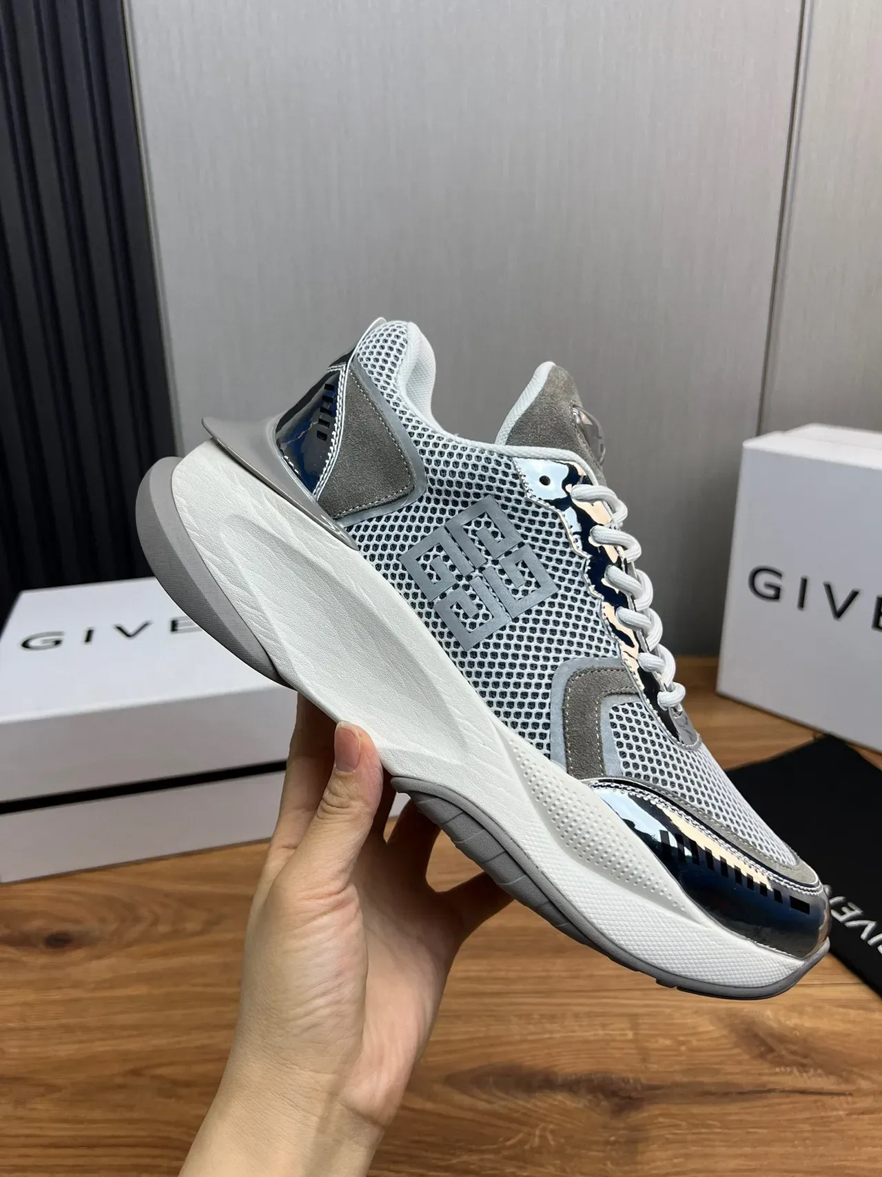 Givenchy Spectre Mesh and Chrome Chunky Sneakers 8