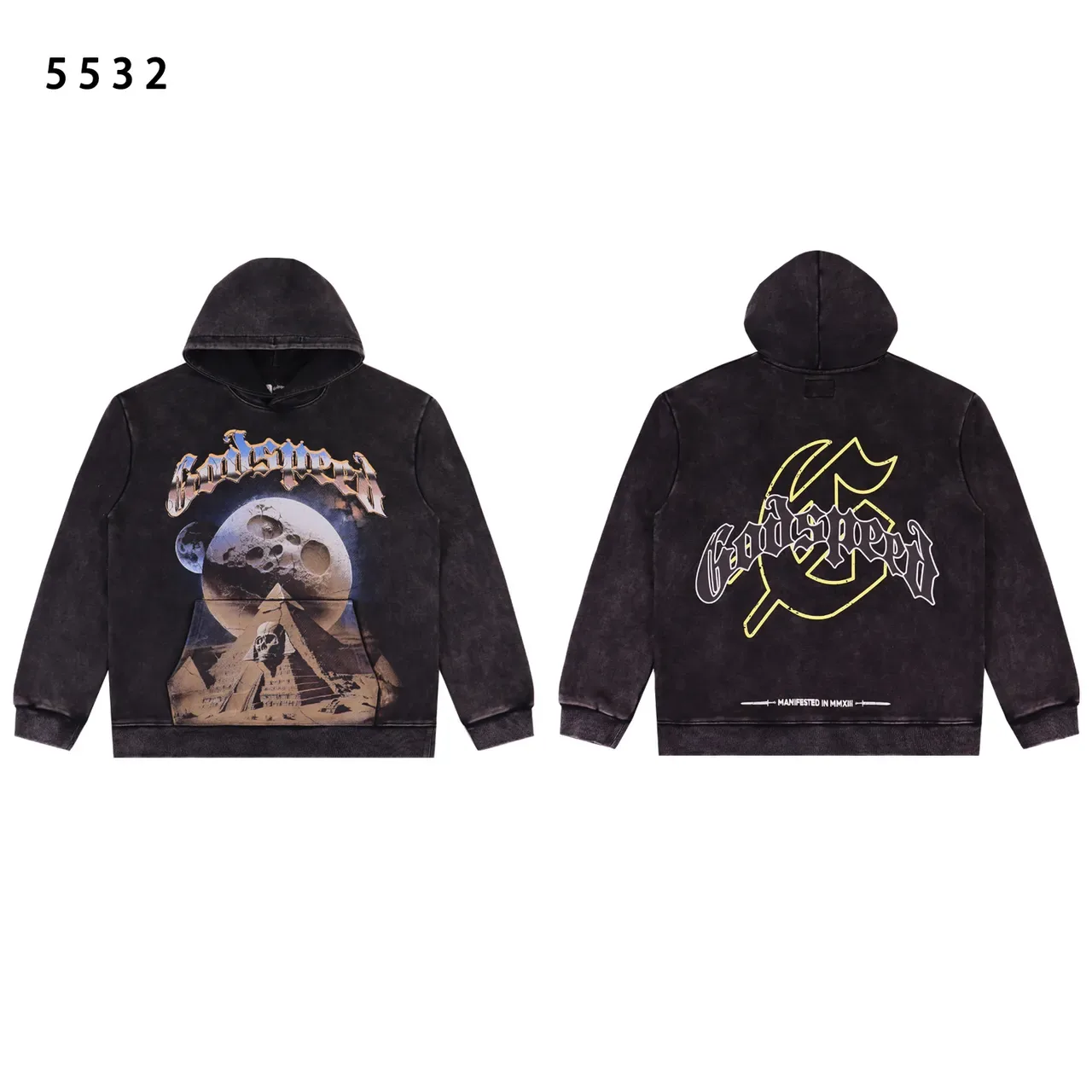 Godspeed Hoodie Graphique Acid Wash Distressed 3