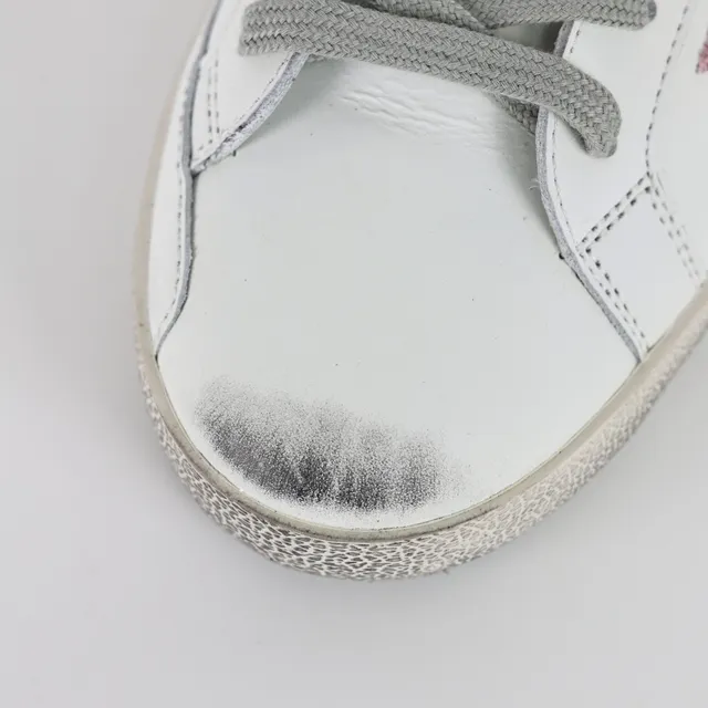 Golden Goose Superstar Tênis Lifestyle Branco e Rosa com Estrela de Brilho 5