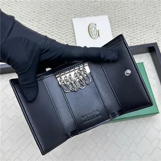 Goyard Keyholder Wallet Bleu Blanc Tri-Fold Couture Contrastante Portefeuille Court 4