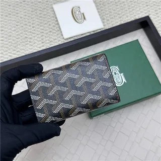 Goyard Keyholder Wallet Bleu Blanc Tri-Fold Couture Contrastante Portefeuille Court 5