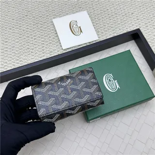 Goyard Keyholder Wallet Bleu Blanc Tri-Fold Couture Contrastante Portefeuille Court 6