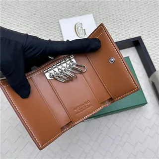 Goyard Keyholder Wallet Bleu Blanc Tri-Fold Couture Contrastante Portefeuille Court 10