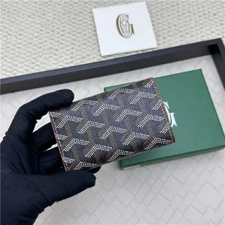 Goyard Keyholder Wallet Bleu Blanc Tri-Fold Couture Contrastante Portefeuille Court 11