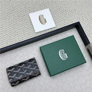 Goyard Keyholder Wallet Bleu Blanc Tri-Fold Couture Contrastante Portefeuille Court 13