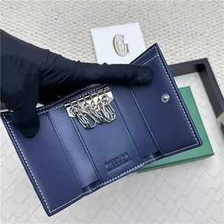 Goyard Keyholder Wallet Bleu Blanc Tri-Fold Couture Contrastante Portefeuille Court 16