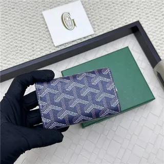Goyard Keyholder Wallet Bleu Blanc Tri-Fold Couture Contrastante Portefeuille Court 17