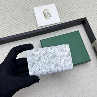 Goyard Keyholder Wallet Bleu Blanc Tri-Fold Couture Contrastante Portefeuille Court 23