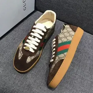 Gucci Ace GG Monogram Canvas y Ante Web Stripe Zapatillas Lifestyle