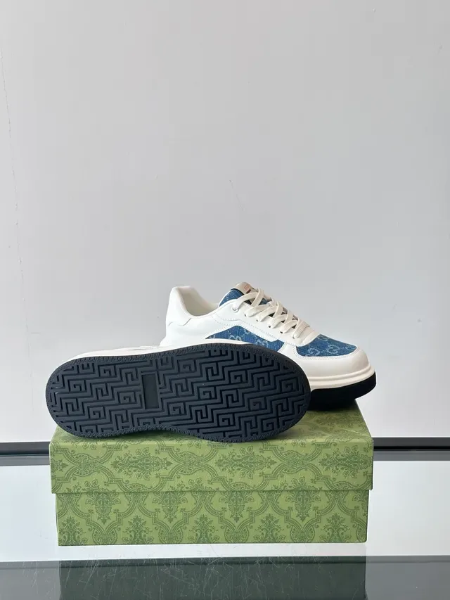 Gucci Ace White and Blue GG Monogram Lifestyle Sneakers 2