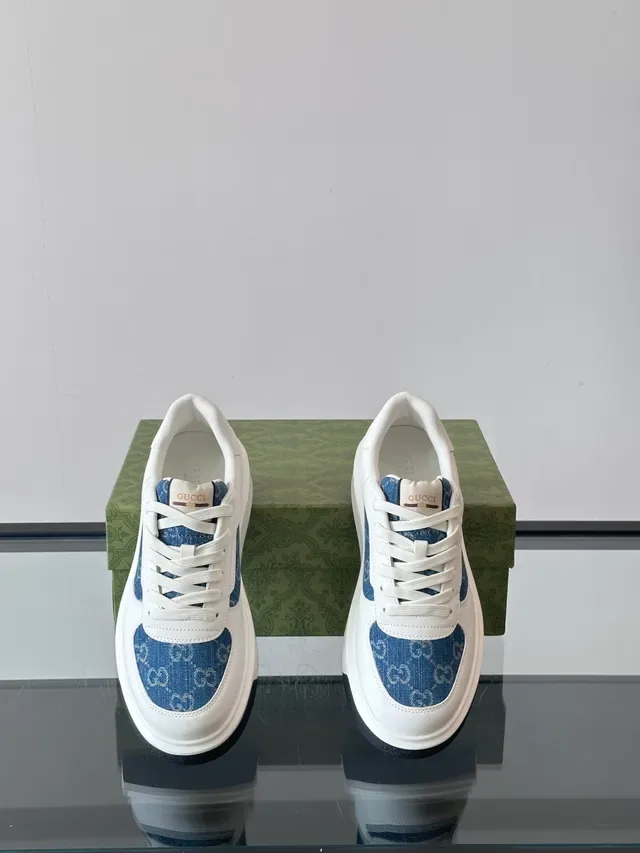 Gucci Ace White and Blue GG Monogram Lifestyle Sneakers 3