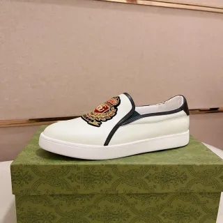 Gucci Ace 白色黑色刺绣 Crest 拖鞋式鞋面乐福鞋