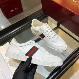 Gucci Ace 白 GG Monogram Web Stripe Lifestyle 运动鞋