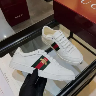 Gucci Ace White Green Red Web Stripe Embroidered Bee Lifestyle Sneakers