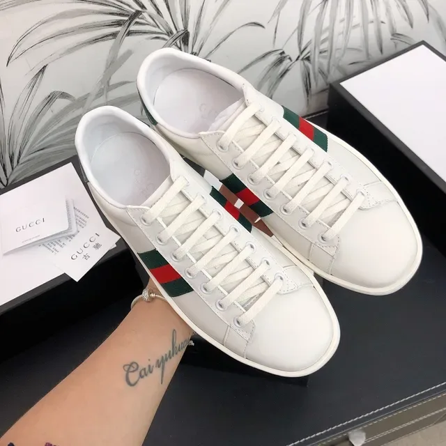Gucci Ace White Green Red Web Stripe Lifestyle Sneakers 7