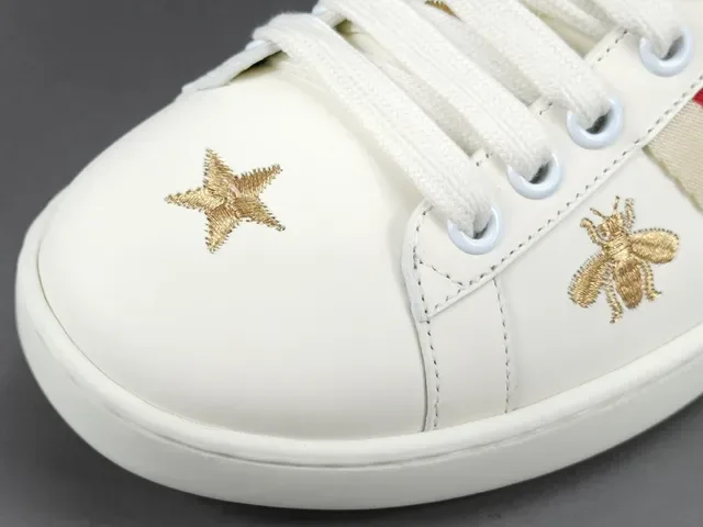 Gucci Ace White Web Stripe Bee Star Embroidery Lifestyle Sneakers 4