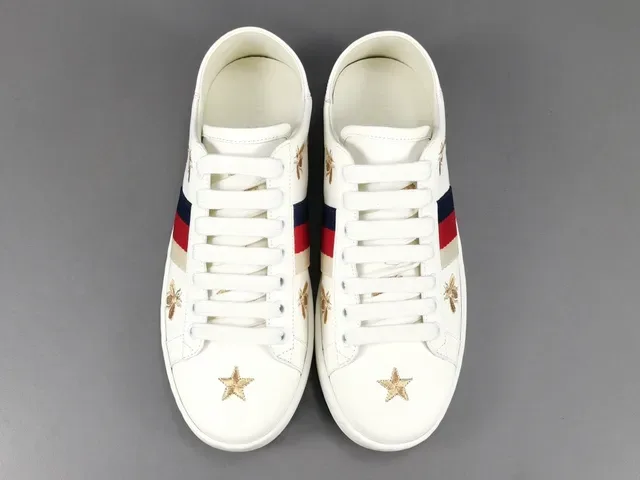 Gucci Ace White Web Stripe Bee Star Embroidery Lifestyle Sneakers 12