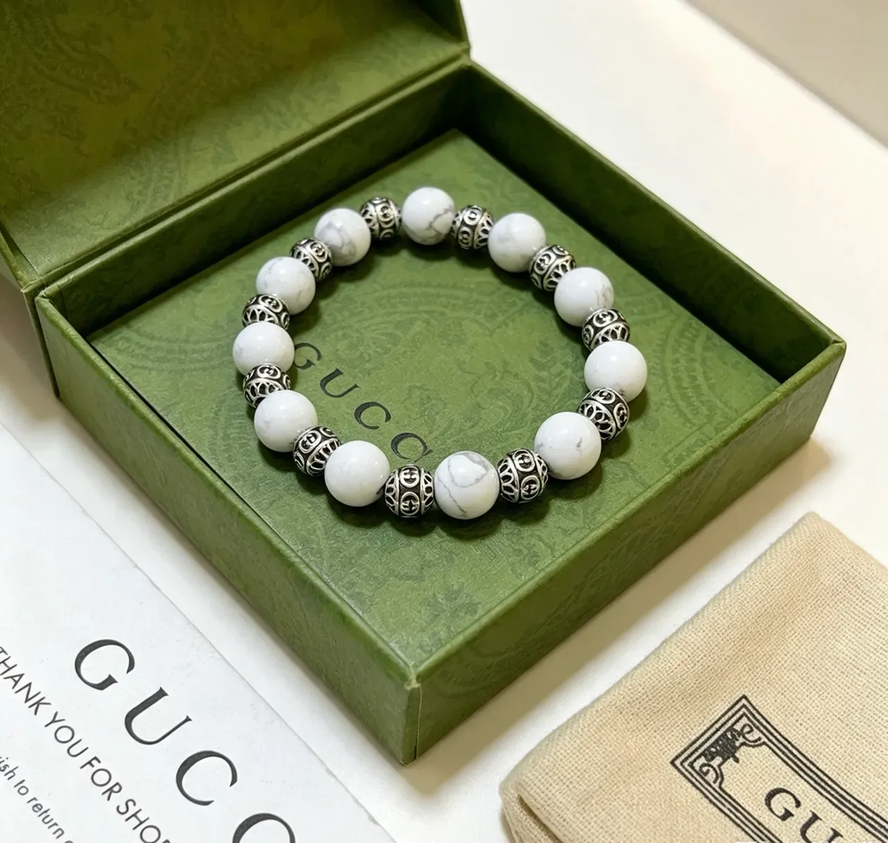 Gucci Beaded Marble and Interlocking G Bracelet 9