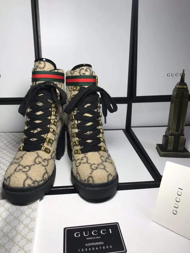 Gucci बेज काला GG Monogram ऊन वेब स्ट्राइप बकल स्ट्रैप एंक्ल बूट 5