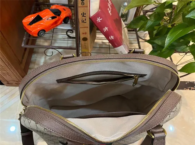 Gucci বেইজ ব্রাউন GG Monogram Canvas Web Stripe Accent Boston Bag 2