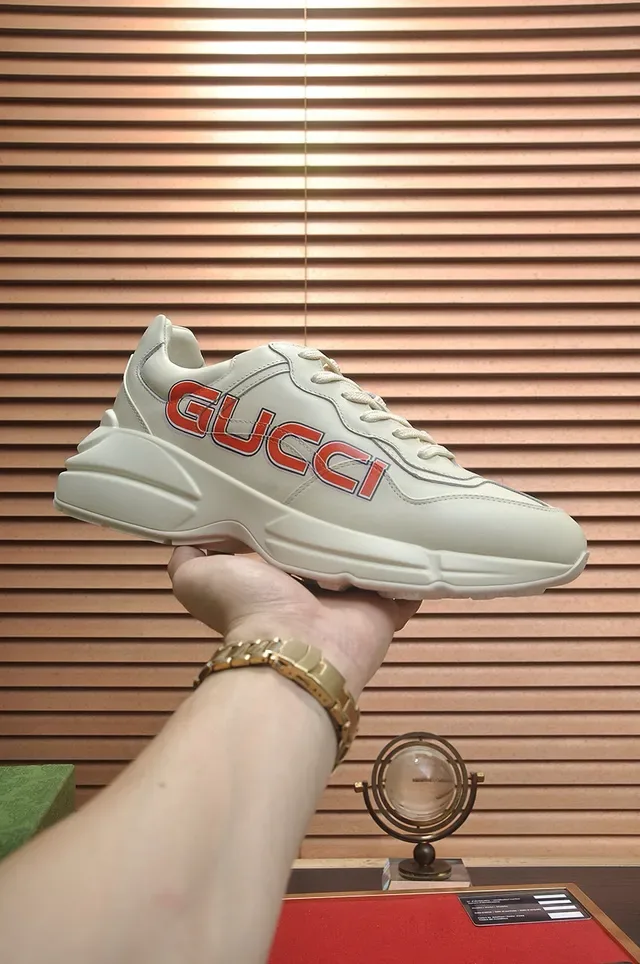 Gucci Beige Vermelho Sola Chunky Lateral Logo Print Lifestyle Sneakers 5