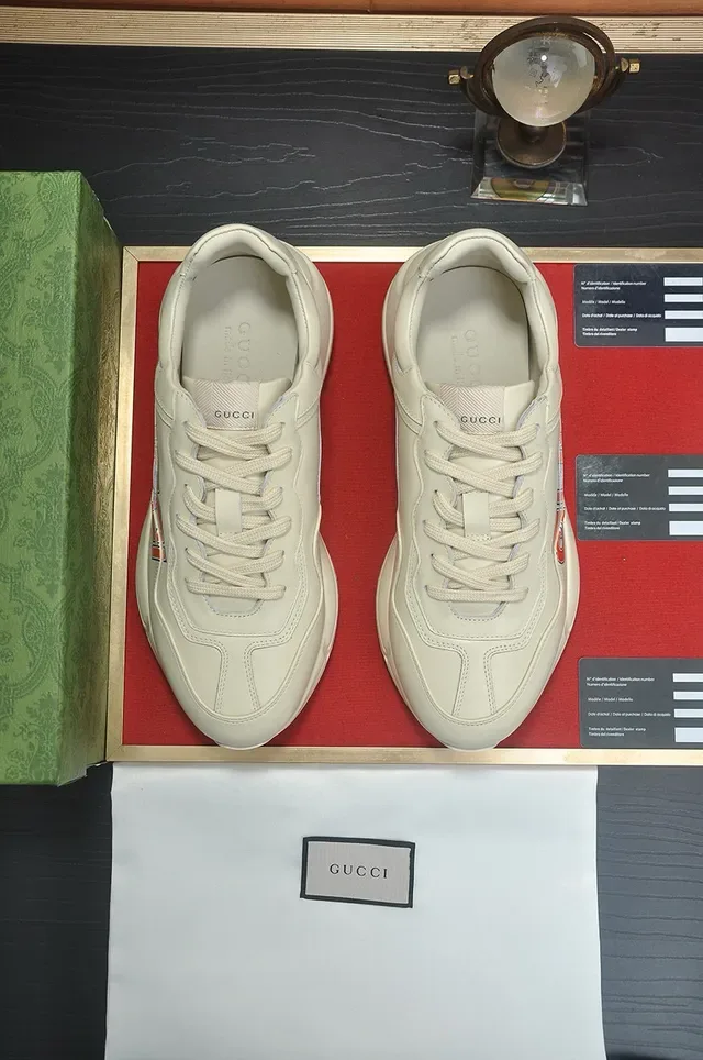 Gucci Beige Vermelho Sola Chunky Lateral Logo Print Lifestyle Sneakers 6
