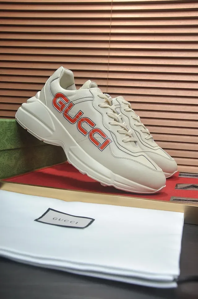Gucci Beige Vermelho Sola Chunky Lateral Logo Print Lifestyle Sneakers 7