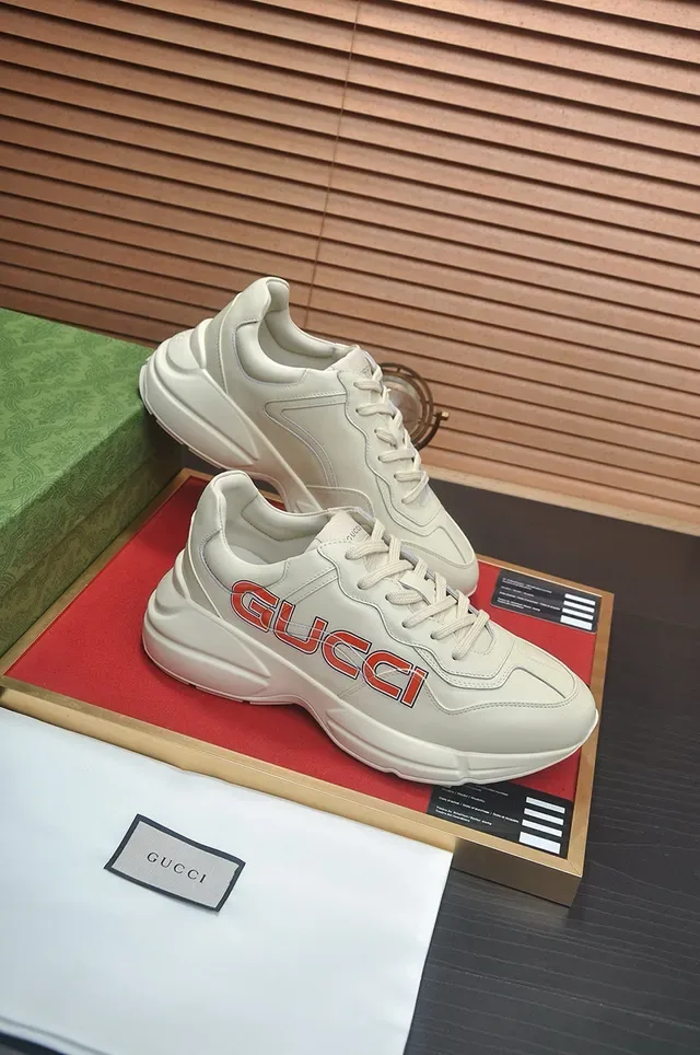 Gucci Beige Vermelho Sola Chunky Lateral Logo Print Lifestyle Sneakers 8