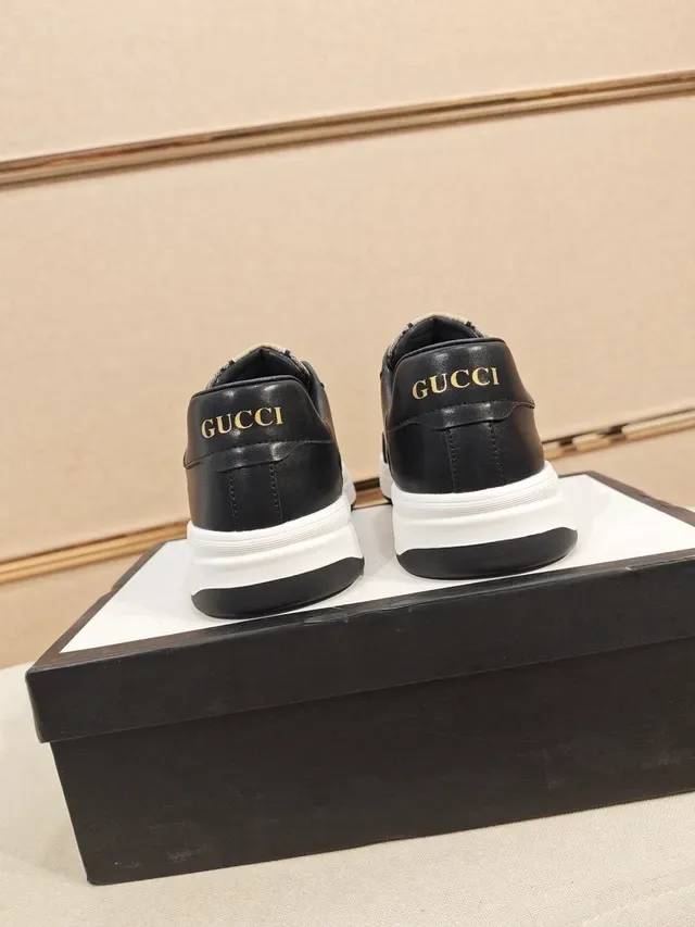 Gucci Black Beige GG Monogram Canvas Leather Overlays Lifestyle Sneakers 3