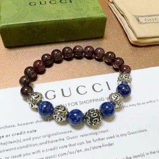 سوار Gucci بني أزرق خرز مرن تصميم حجر كريمي مصقول ستايل
