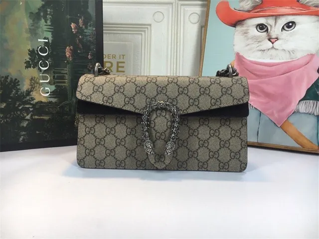 Gucci Dionysus Beige Red GG Monogram Canvas Leather Flap Trim Handbag 10