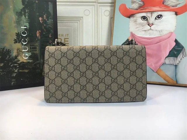 Gucci Dionysus Beige Red GG Monogram Canvas Leather Flap Trim Handbag 16