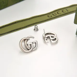 Gucci Double G Interlocking Logo Silver-Tone স্টাড ইয়াররিংস
