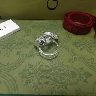 Gucci GG Interlocking Logo 银色可叠戴戒指