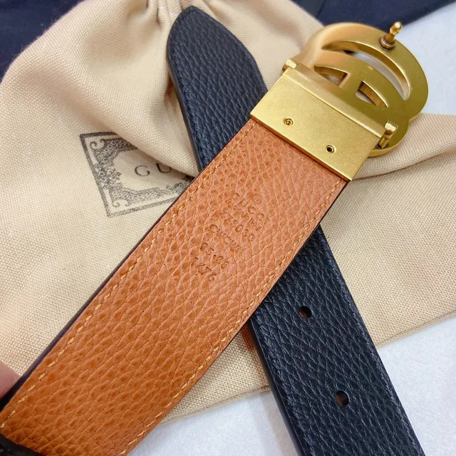 Gucci GG Marmont Black and Tan Leather Belt 3