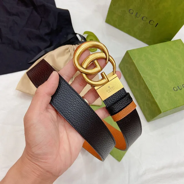 Gucci GG Marmont Black and Tan Leather Belt 5