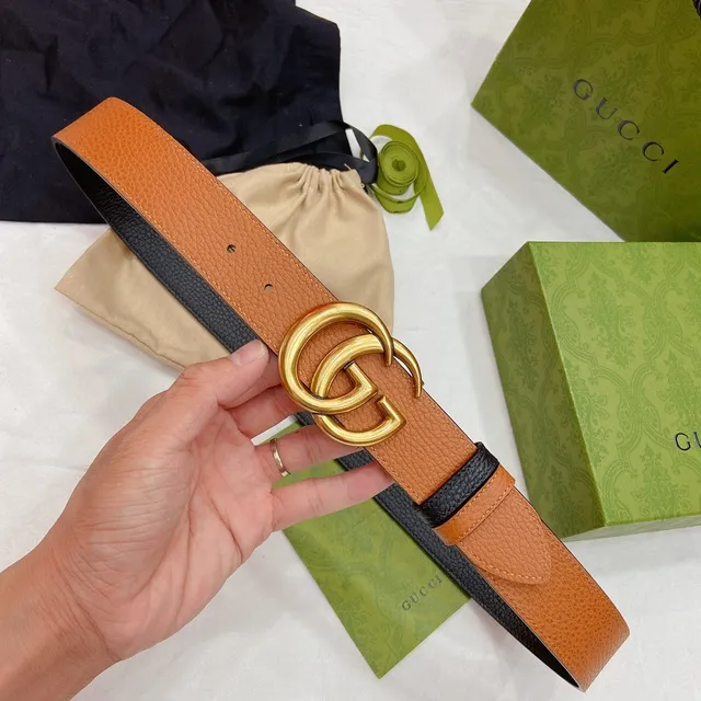 Gucci GG Marmont Black and Tan Leather Belt 7