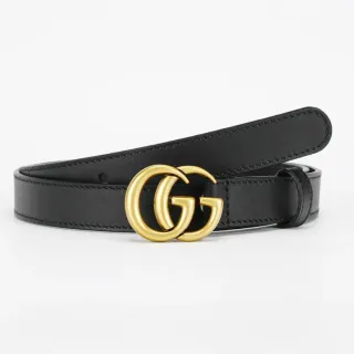 Gucci GG Marmont 黑色皮革腰带