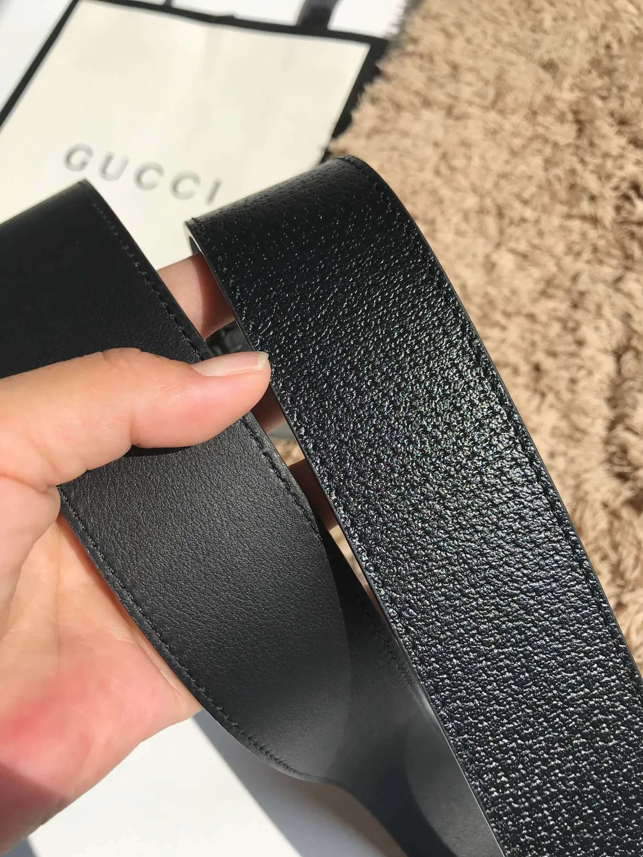Gucci GG Marmont Ceinture en cuir noir 2