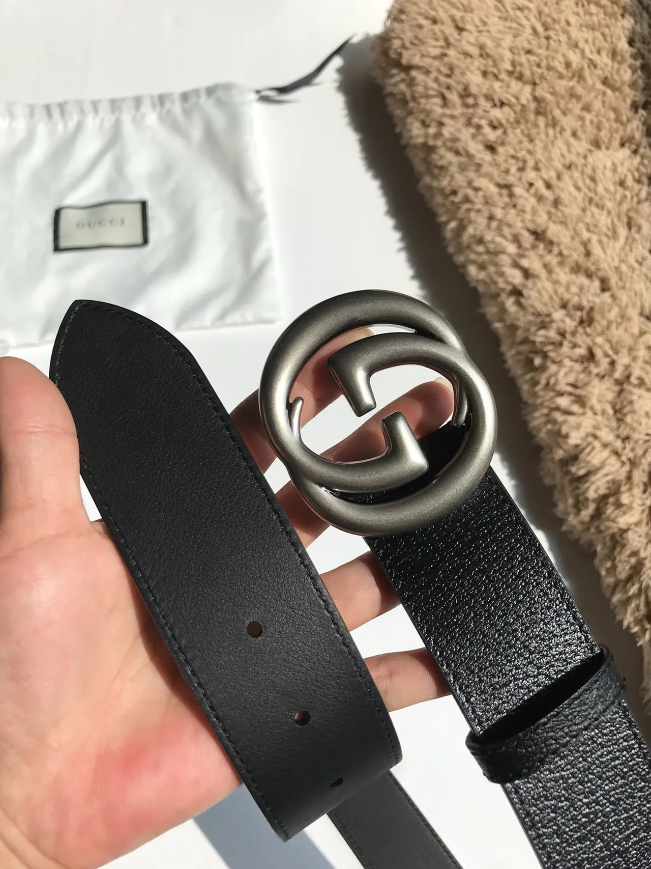 Gucci GG Marmont Ceinture en cuir noir 7
