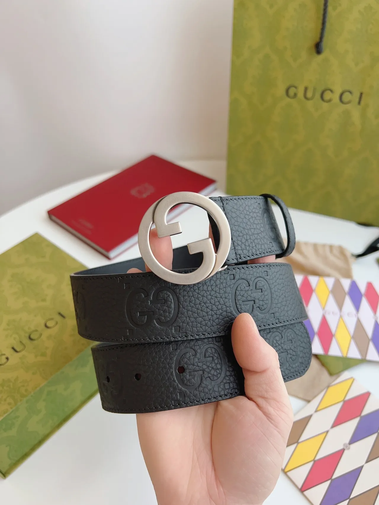 Gucci GG Marmont Cinto de Couro Granulado Preto 2