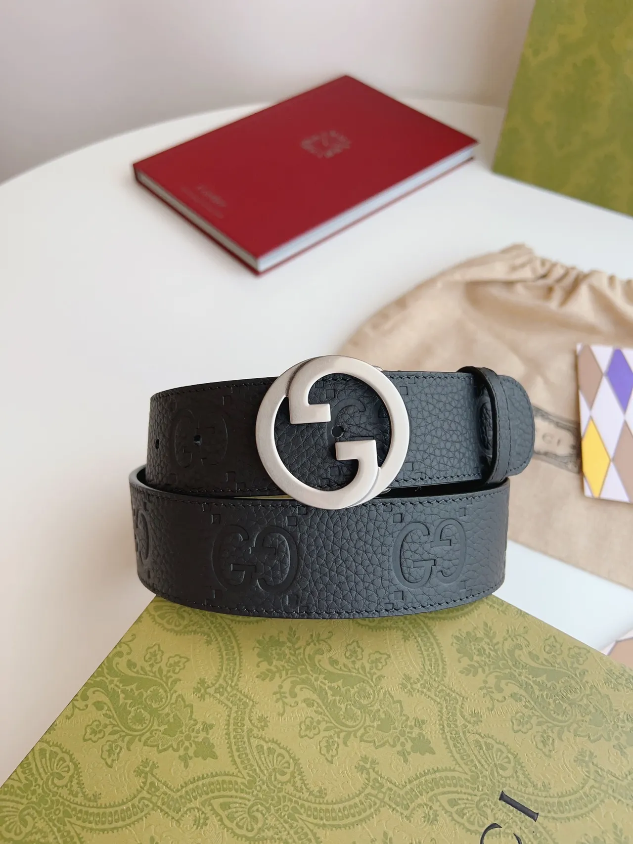 Gucci GG Marmont Cinto de Couro Granulado Preto 3