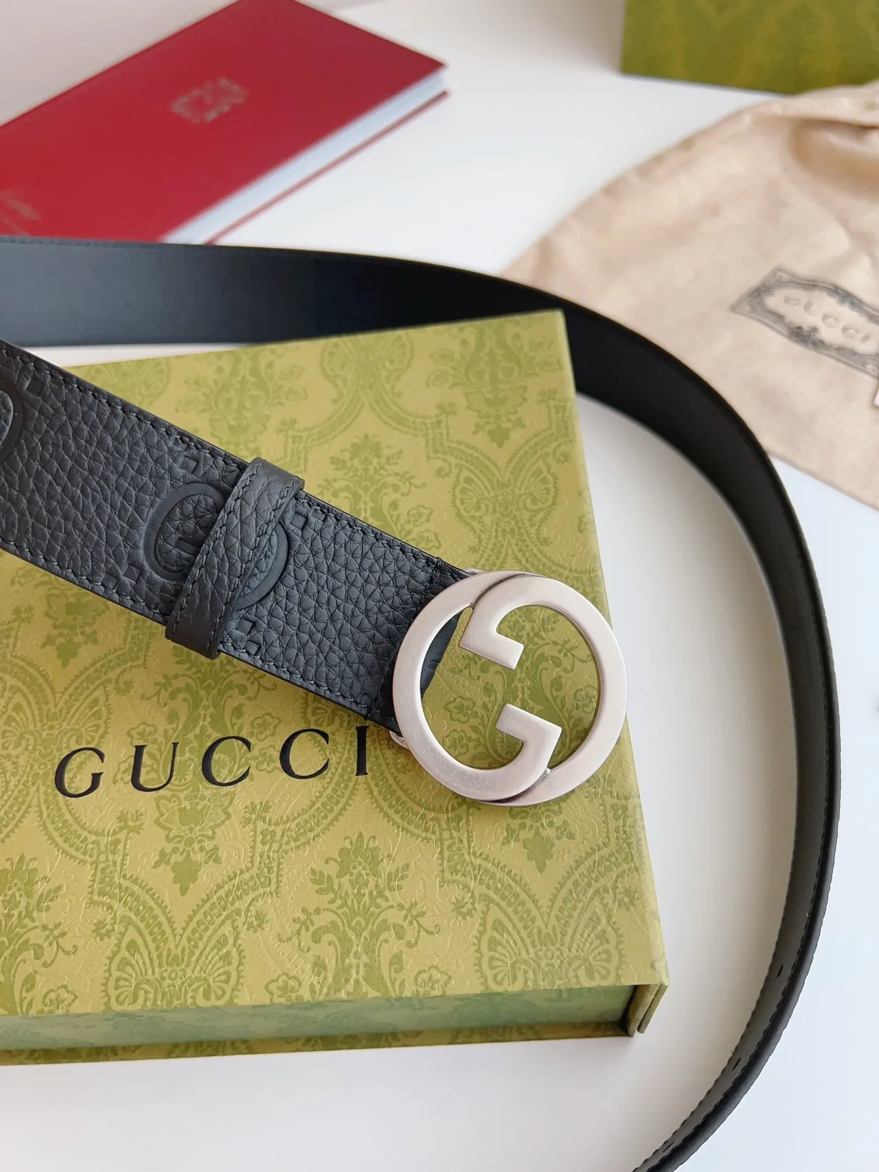 Gucci GG Marmont Cinto de Couro Granulado Preto 6