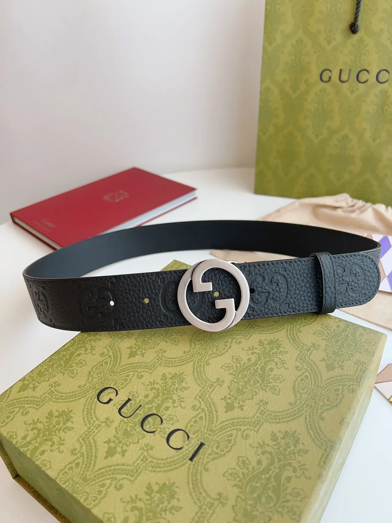 Gucci GG Marmont Cinto de Couro Granulado Preto 9
