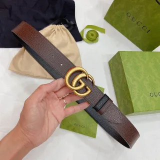 Gucci GG Marmont حزام جلدي بني وأسود