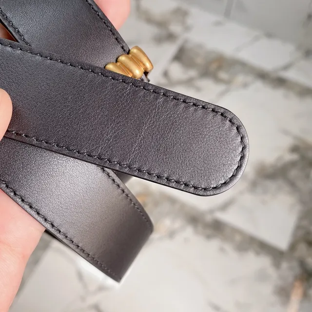 Gucci GG Marmont Coiled Gold Double-G Black Leather Belt 3