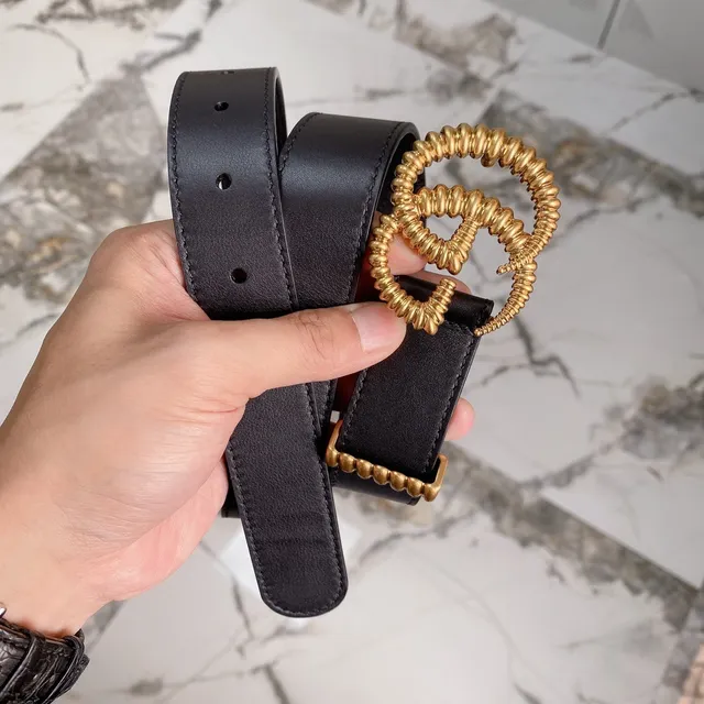 Gucci GG Marmont Coiled Gold Double-G Black Leather Belt 4