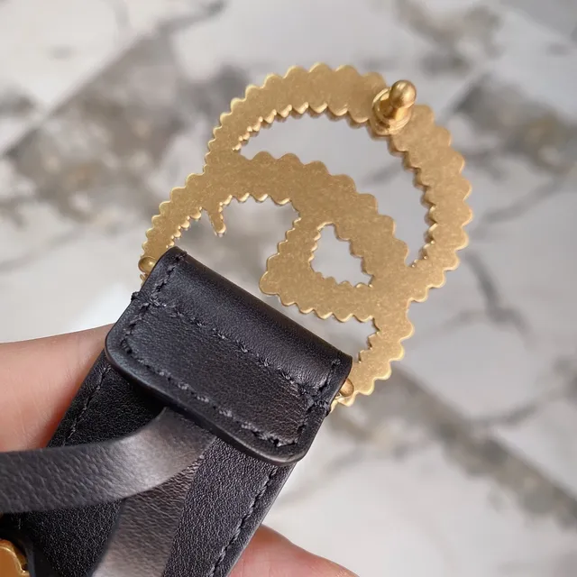 Gucci GG Marmont Coiled Gold Double-G Black Leather Belt 5