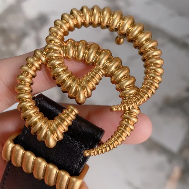 Gucci GG Marmont Coiled Gold Double-G Black Leather Belt 7